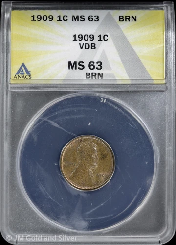1909 1C VDB Lincoln Wheat Cent ANACS MS 63 BRN | Uncirculated UNC
