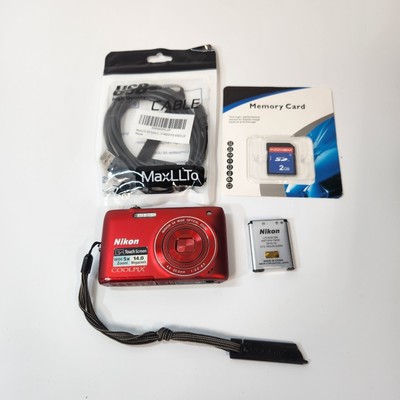 Nikon COOLPIX S4100 14.0MP Digital Camera Red Bundle - Tested Great