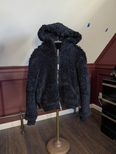 AMIRI Black Sherpa Monkey Fur Zip-Up Hoodie Jacket W Tags