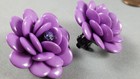Vtg JOAN RIVERS Fun Purple Flowers Earrings Clip on  (A2) — photo 2