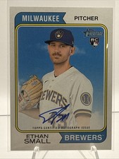2023 Topps Heritage Ethan Small #ROA-ES On-Card Real One Auto (AU, RC) Brewers