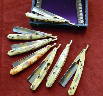 Fabulous, Solingen straight razor 7-day set, pristine mint, original box,