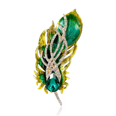 Mardi Gras Feather Brooch Pin Purple Green Gold Crystal Rhinestone Jewelry Gift