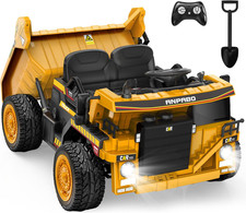 24V Ride on Dump Truck, 2X75W Powerful Motors, up to 4.4Mph, EVA Tires, Construc