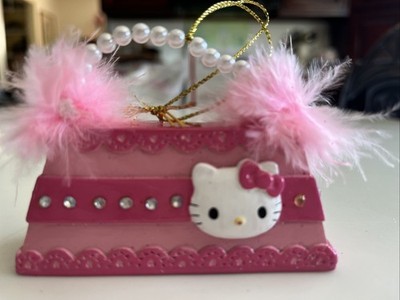 VTG HELLO KITTY 2006 Hanging Purse Ornament Resin Feathers HTF Sanrio Pink