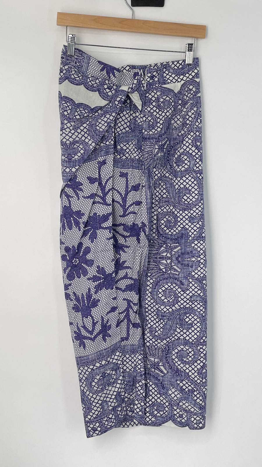 Cecilia Prado Womens Skirt Azul Blue Size XS Saia Tessa Midi Wrap Silhouette