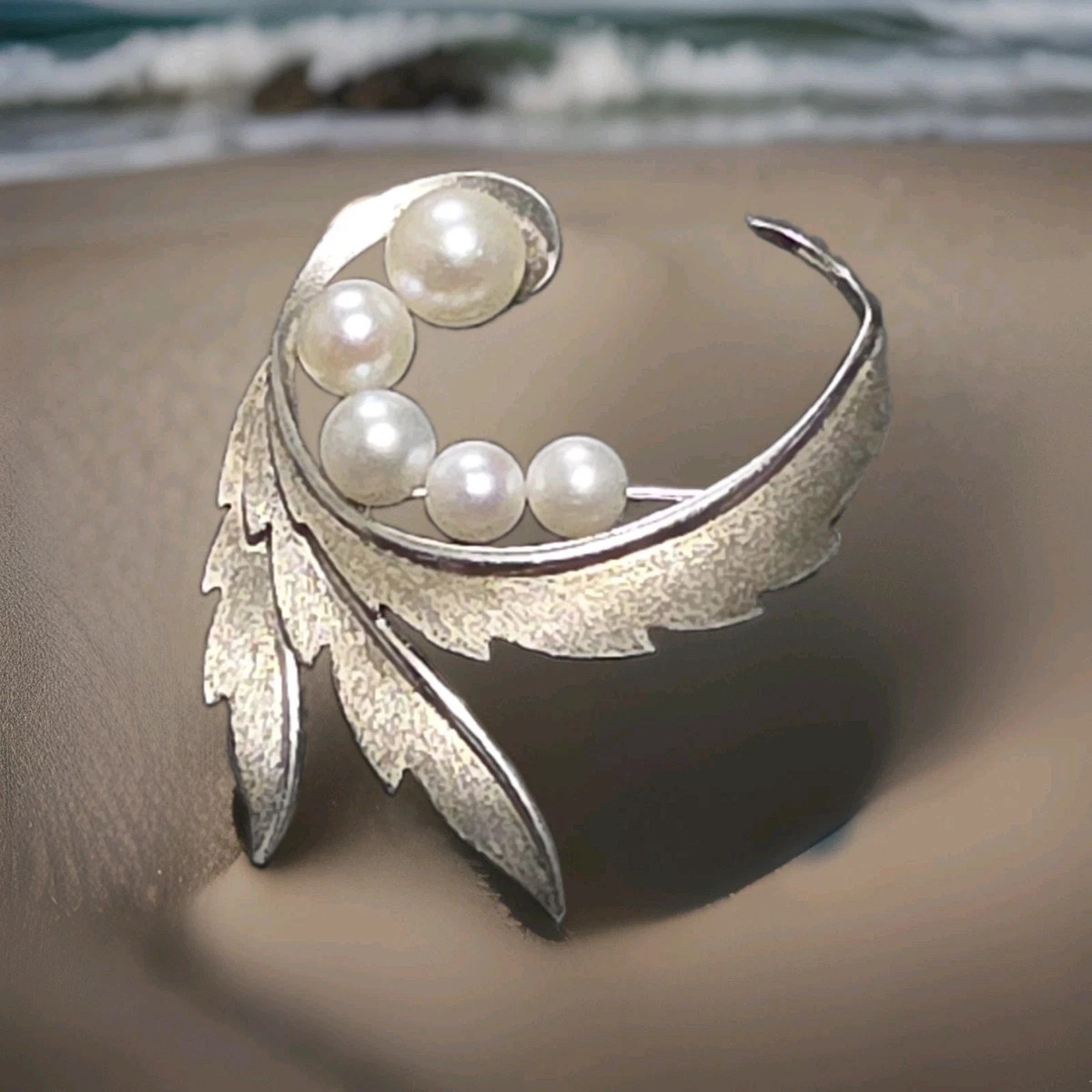 Mikimoto Pearl Sterling Silver Fine Brooches & Pins 925 Metal