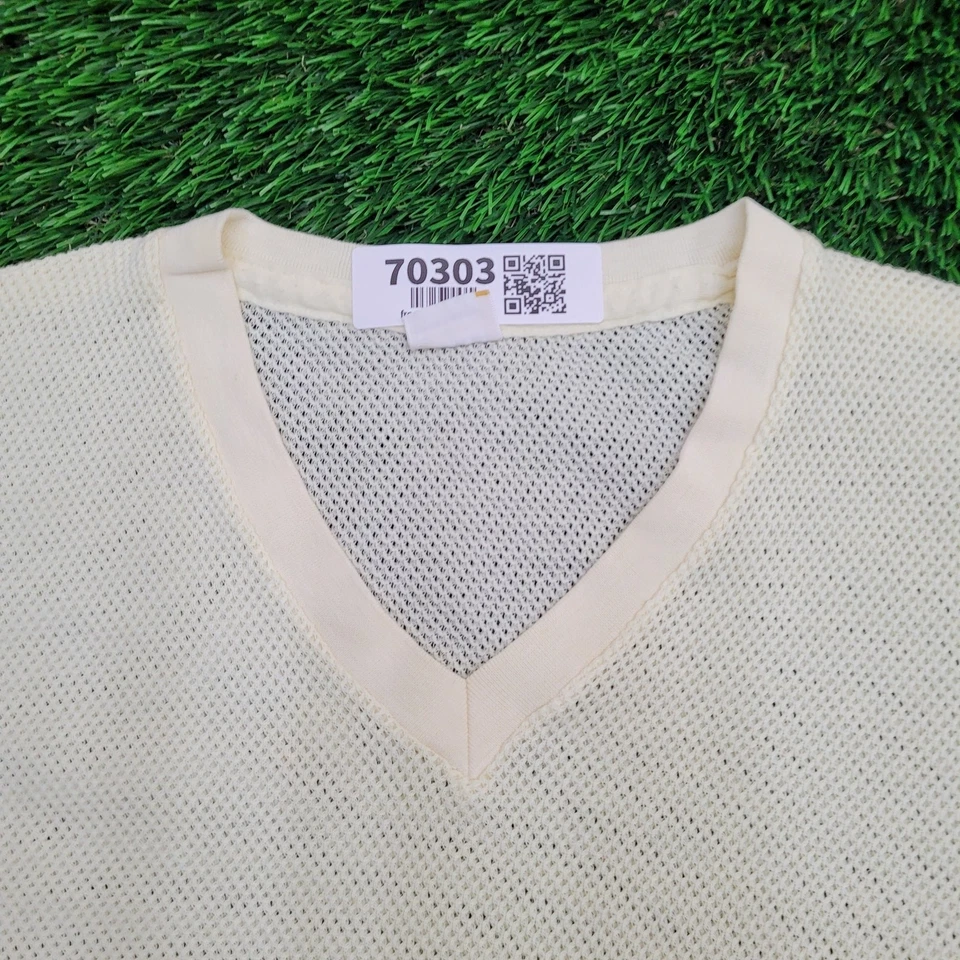 Camisa Jockey Malla Vintage Años 70 2XS/XS 14x27 Beige Hecha en EE. UU. Foto 2 de 4