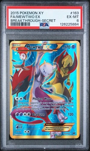 2015 POKEMON XY BREAKTHROUGH SECRET #163 FULL ART/MEWTWO EX PSA 6