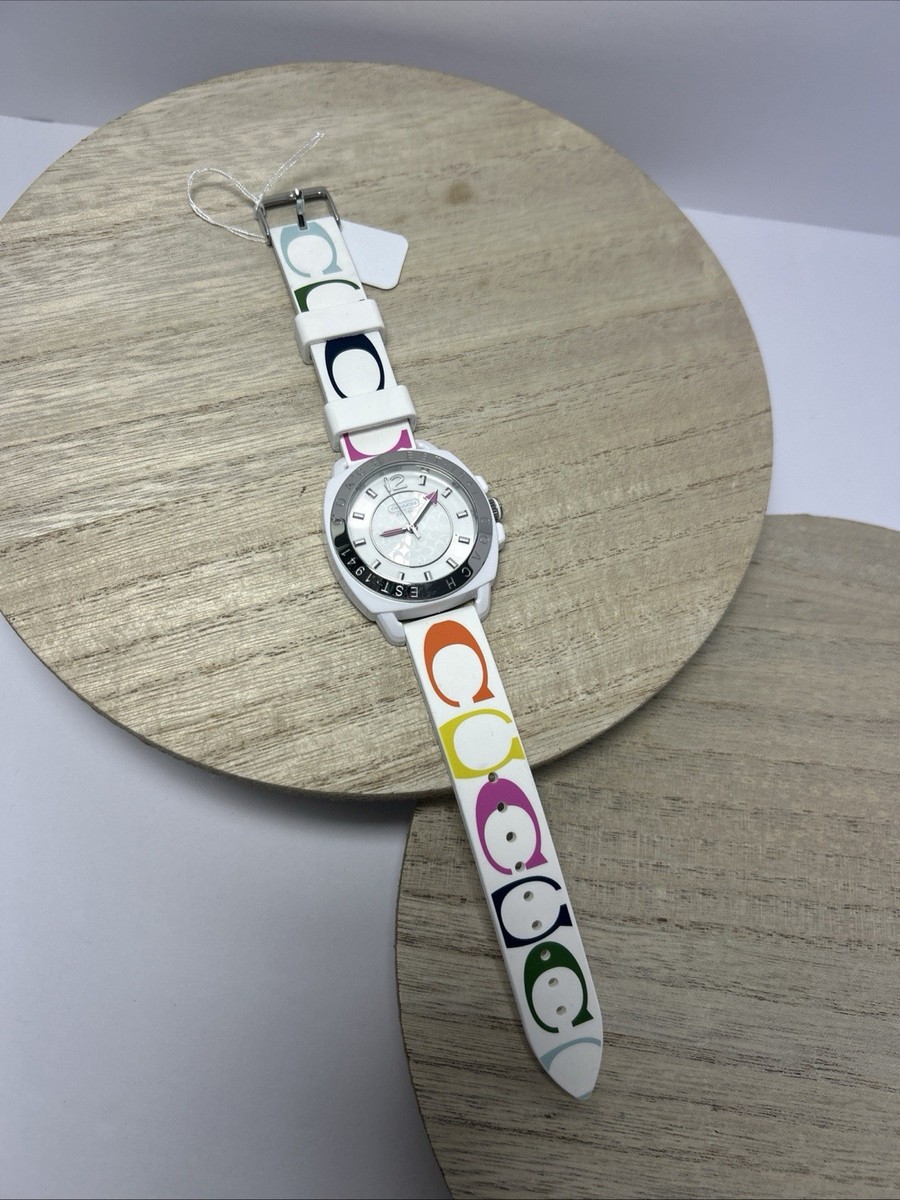 Coach Watch Multicolored C On Rubber Watch Band. White  display picture 3