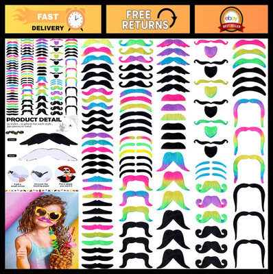 Giegxin 175 Pcs Fake Mustaches Bulk for Kids Stick on Mustache Kids Beard Self