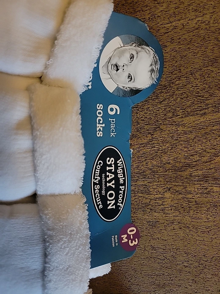 Gerber Baby Wiggle Proof Stay On White Socks Plush 6 Pack X2 Size 0-3 M Cotton - Image 2 of 4