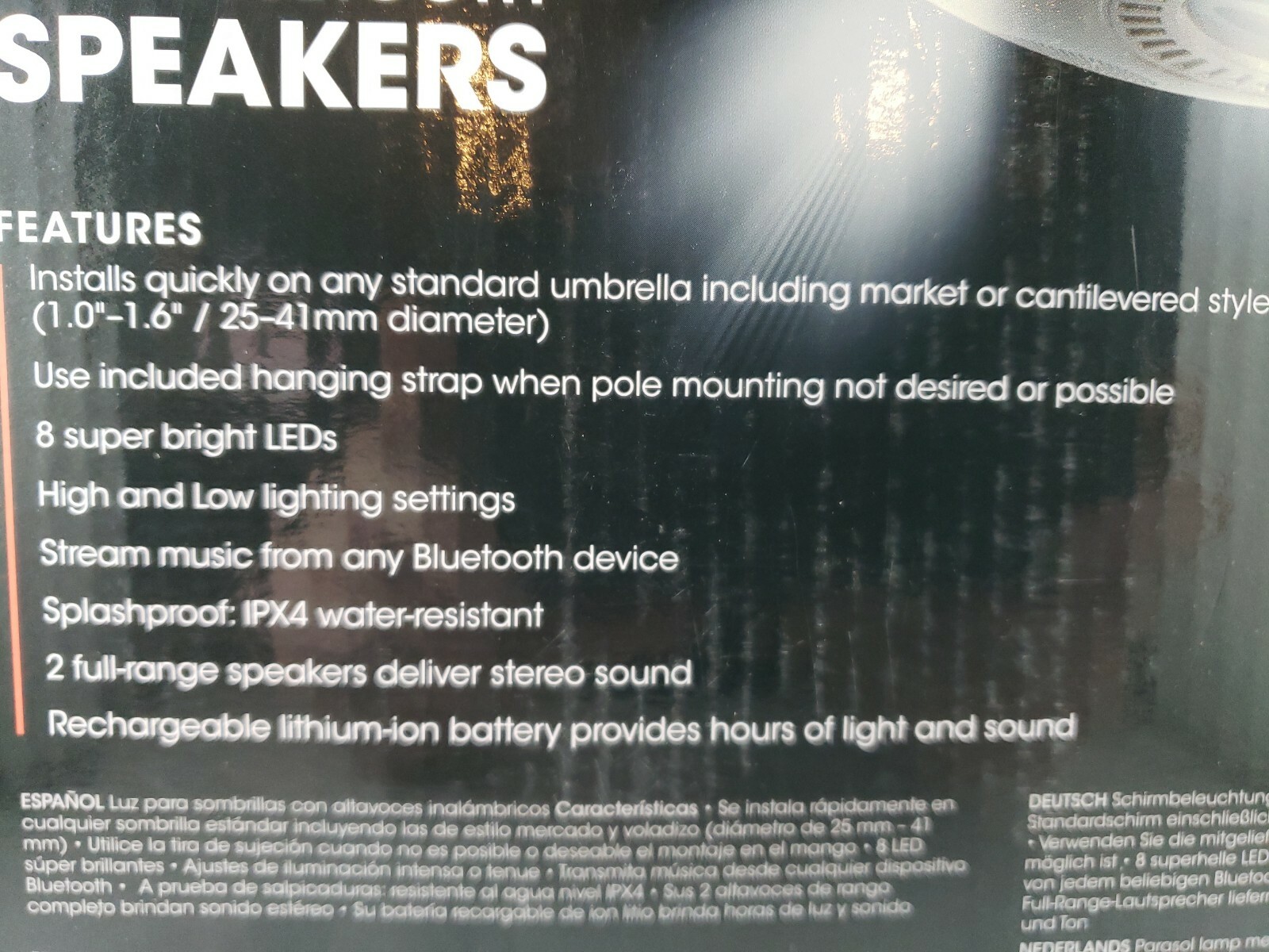 Ion Audio Patio Mate Umbrella Light And Bluetooth Stereo Speaker Rechargeable 0812715017149 For Sale Online