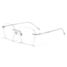 Rimless Metal Square Eyeglasses For Men Retro Clear Lens Glasses Frames Hot 