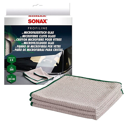 SONAX Profiline 3er Pack Microfasertuch Glas Scheibenreinigung Tücher Glastuch