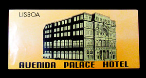 Original Vintage Avenida Palace Hotel Lisboa Portugal Luggage Label Sticker
