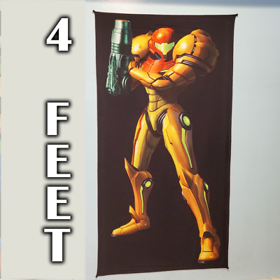 Samus game room banner 2x4 foot tapestry wall flag Samus Aran Metroid gift