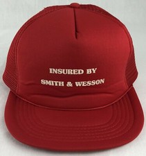 Inured By Smith Wesson SnapBack Trucker Mesh Hat Cap Red Vintage