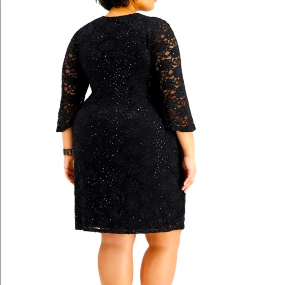 Women's Formal Dress Plus Size 14W 18W Black Cocktail CONNECTED Long Sleeve  Gown | eBay