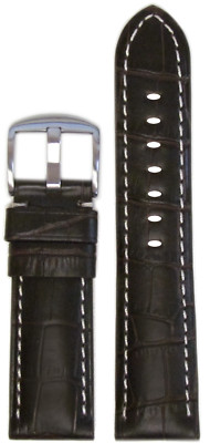 24mm Panatime Choco Leather Watch Band w/Gator Print & White Stitch 125/75 24/22