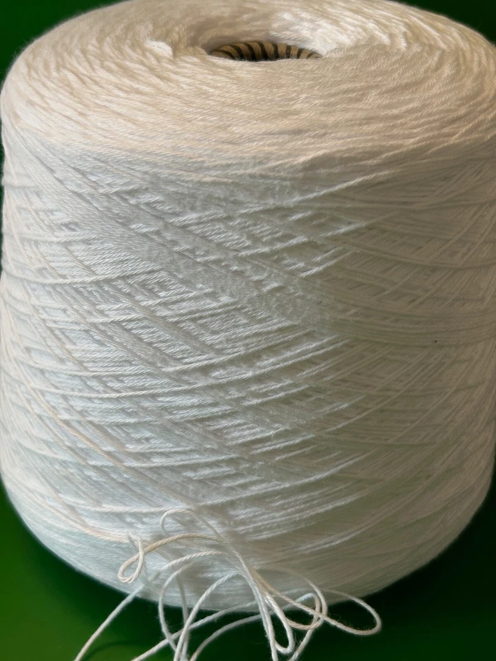 Beautiful Cone Spool #2 Peruvian Tanguis Cotton Yarn 2lb 0oz 920gr 2266 White C - Image 3 of 4