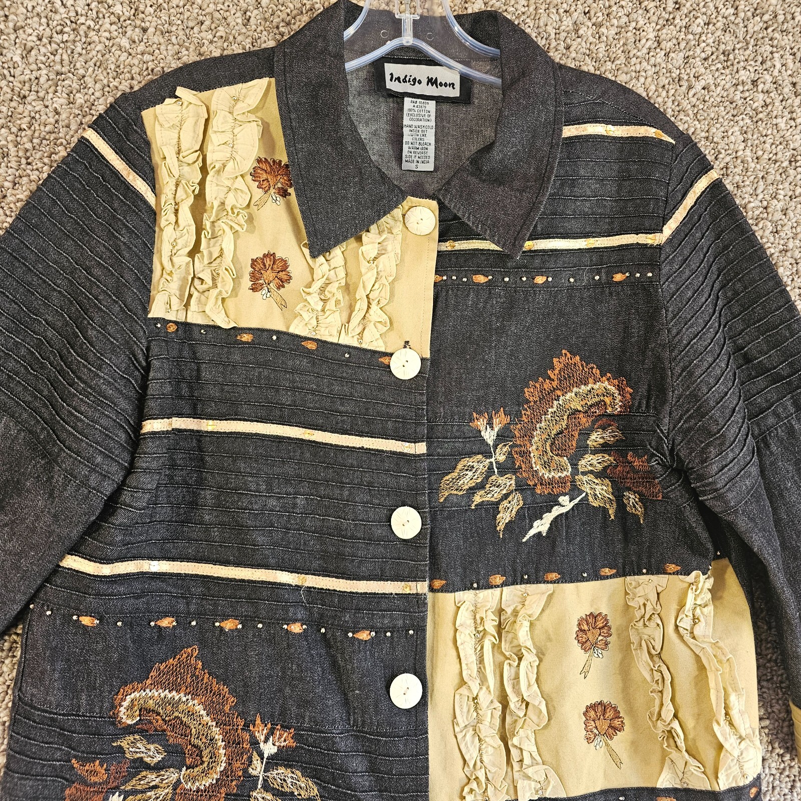 Indigo Moon Jacket Womens Small Button front 3/4 … - image 2