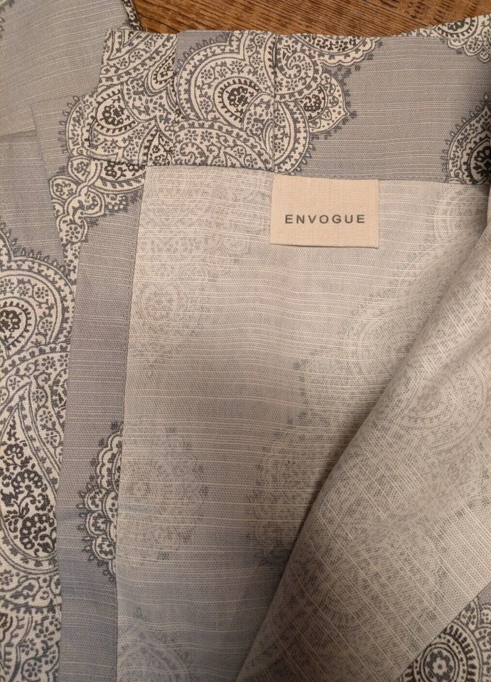 Envogue Gray & White Paisley Tab Top Curtain Panel Set of (2) 50"x96" - Image 2 of 4