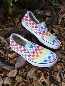 colourful checkered vans