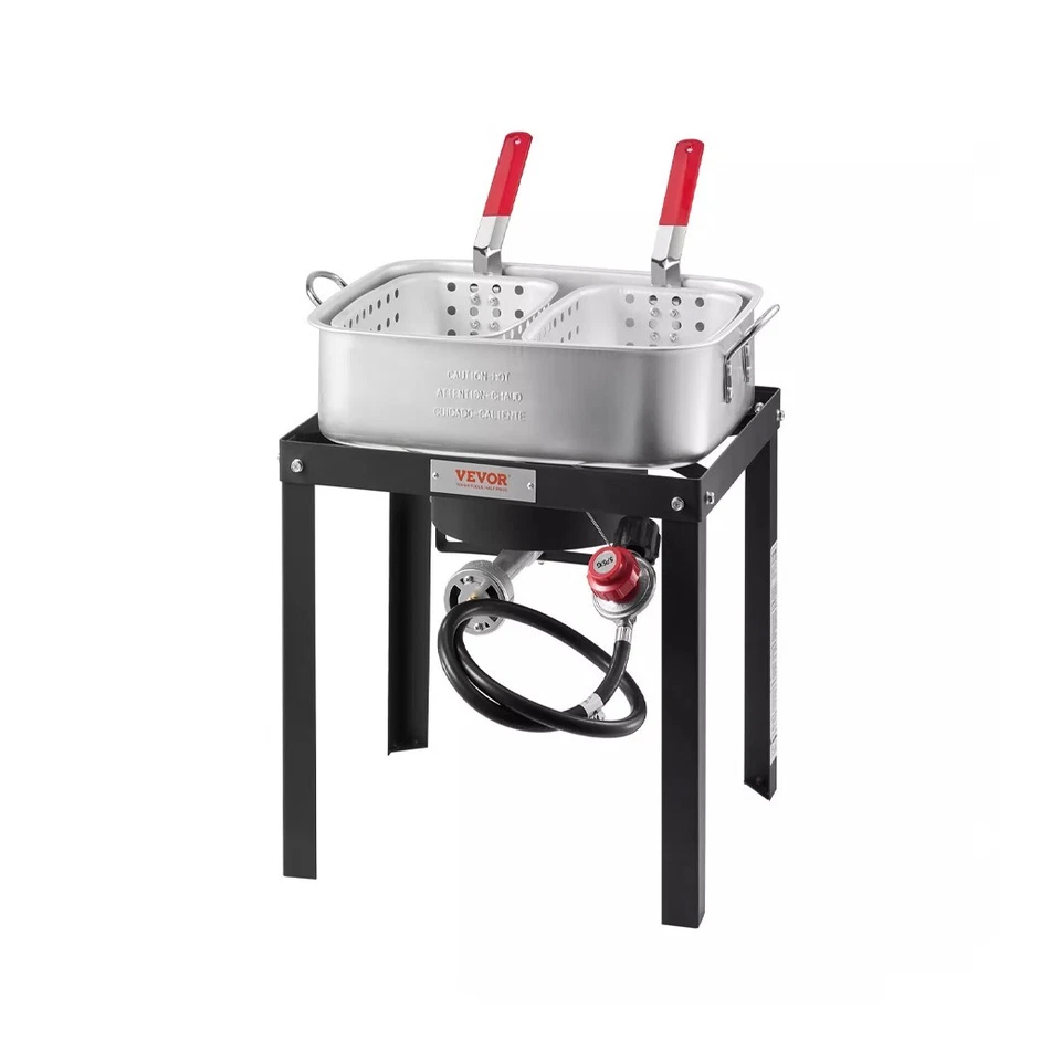 18 夸脱铝制户外丙烷深炸锅套件鱼翼炸锅带2个篮子 — 第 2/4 张图片