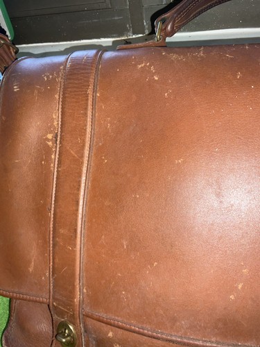 borsa a tracolla valigetta vintage coach pelle marrone viaggio 323 15” X 11” - Foto 3 di 12