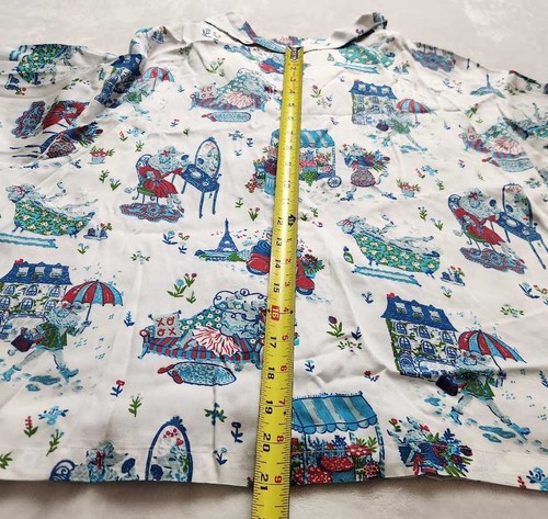New women's M Printfresh Anthropologie Parisian poodles satin pajama set Paris - Picture 10 of 10