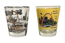Shot Glasses Lot Of 2 St. Louis Missouri Gateway Arch Spirit Of St Louis 1 Ounce
