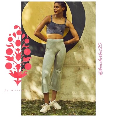 FP MOVEMENT BY FREE PEOPLE Hot Shot Crop Flares Heather Grey NWOT Medium FP-124