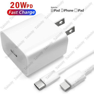 20W USB-C Wall Charger Power Adapter PD Cord For Apple iPhone 14 13 12 11 Pro XR