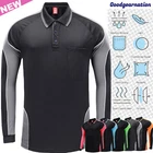 Mens Long Sleeve Polo Shirt Cool Dry Chest Pocket Contrast Panels Team Golf