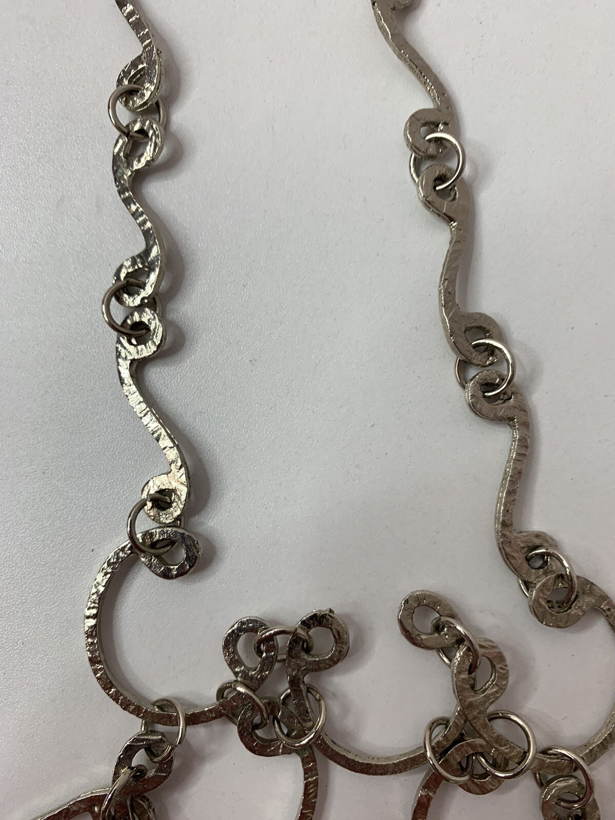 Silvertone statement hammered circular bib neckla… - image 5