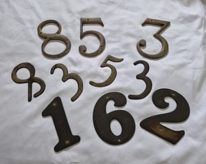  Lot Of 10 Vintage Cast Brass House Door Mailbox Numbers Assorted Sizes 