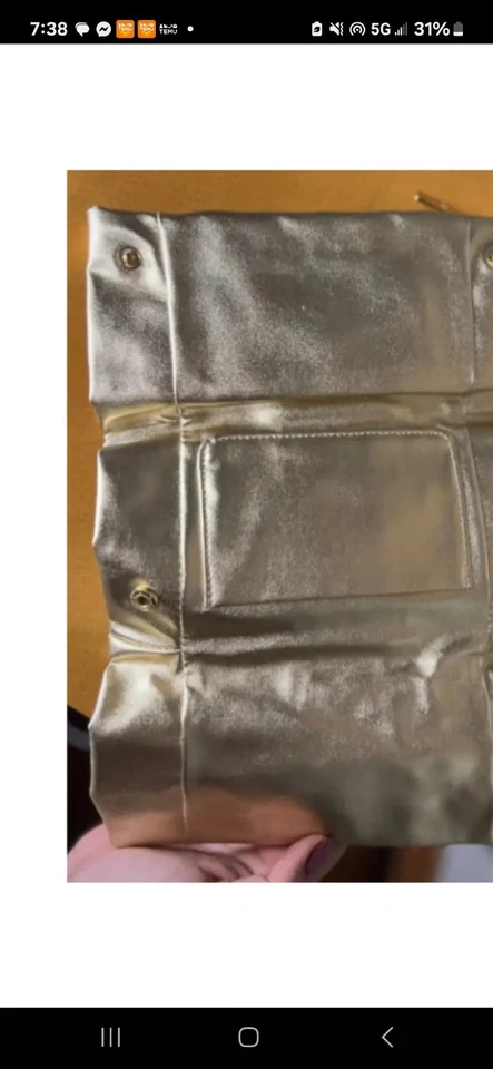 VERSACE Parfums Clutch Handbag Gold Faux Leather Wedding Formal Evening Purse - Image 3 of 4