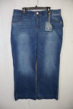 Womens Democracy Jeans Size 20w High Rise Wide Leg New With Tags Cotton Blue
