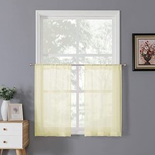 Short Sheer Tier Curtains Linen Textured Half Kitchen Curtain Sheers Light