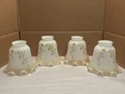 4 Vintage White Milk Glass Floral Ceiling Fan Wall Sconce Light Shades Globes