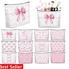 12 Pcs Pink Bow Makeup Bags Coquette Bow Cosmetic Bags with Zippers Coquette ...