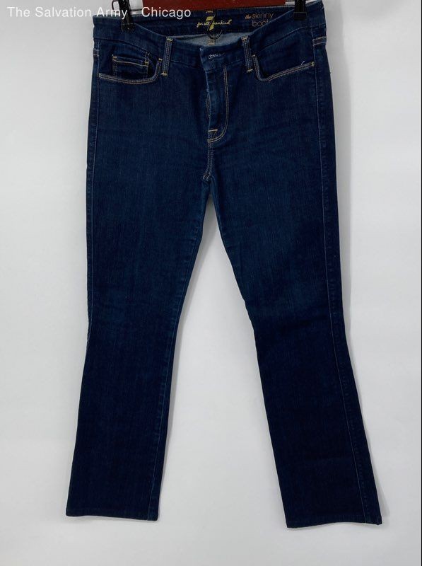 7 For All Mankind Womens Dark Blue Denim The Skinny Bootcut Jeans Size 29