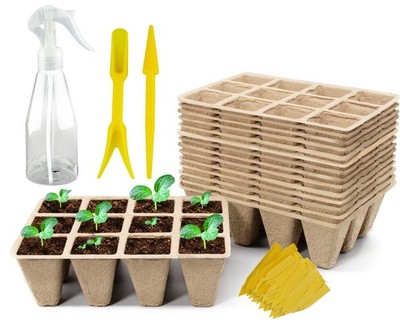 240 Cells Starter Tray, 20 Pack Starter Kit for Planting Seeds, Biodegradable...