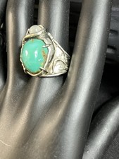 Vintage Sterling Silver 925 Turquoise  Moonstone Ring Size 8 Tested