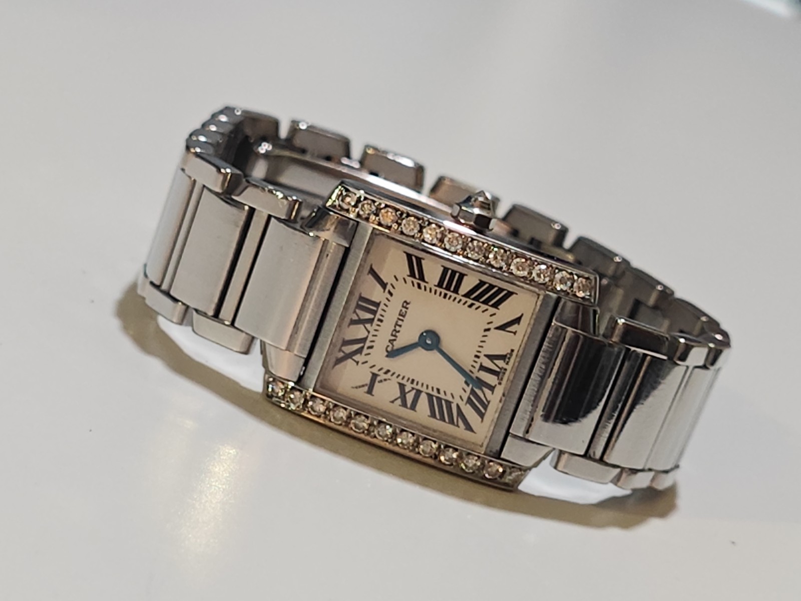 Cartier Tank Francaise - Diamond Set Case - Ref: 2384 - With Box