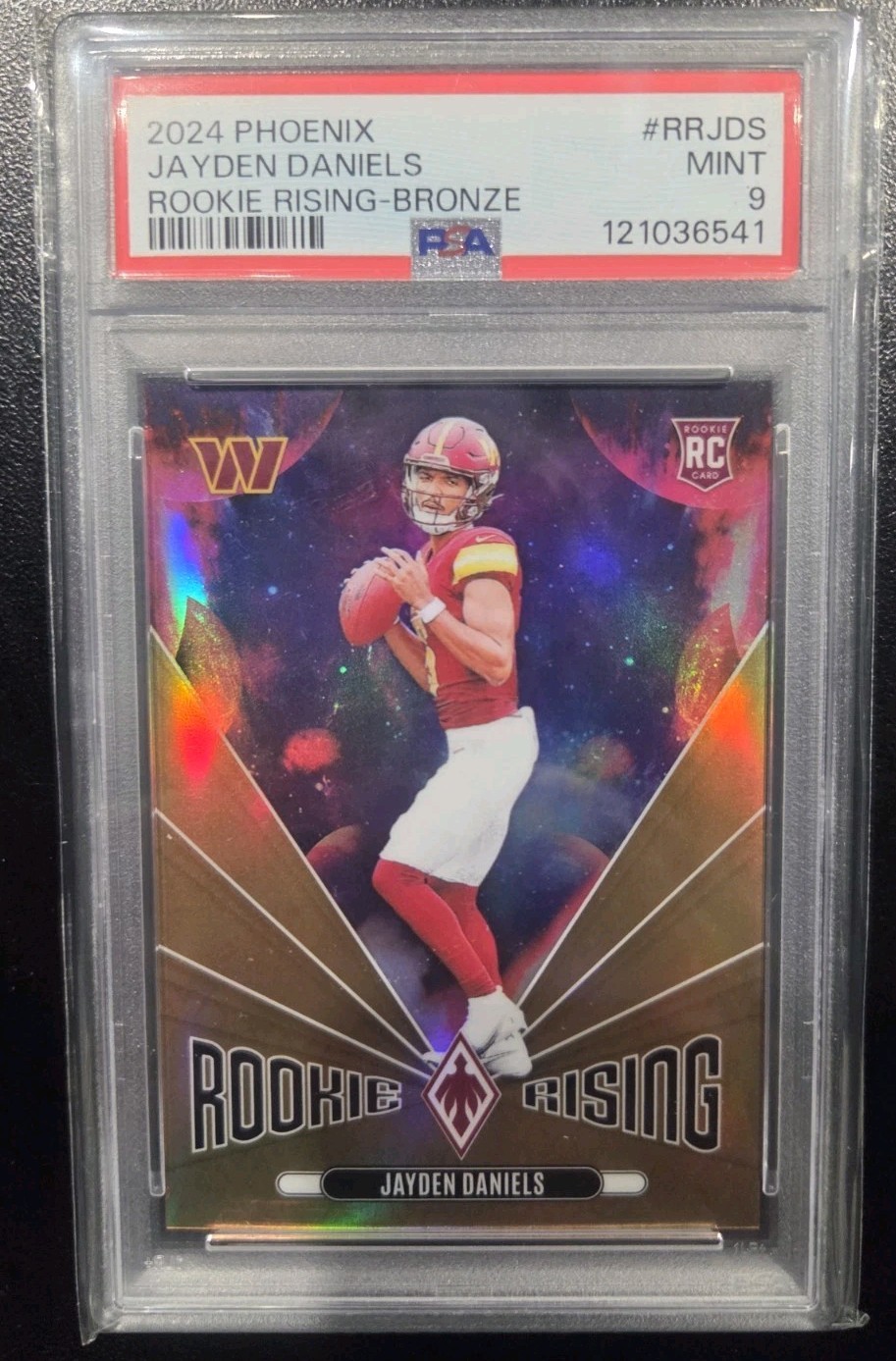 2024 phoenix jayden daniels rookie rising bronze sp /75 pas 9