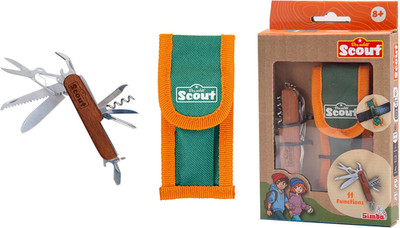 Simba Scout Taschenmesser, 11 Werkzeuge, Holzgriff, Länge Geschlossen 9Cm, Kling