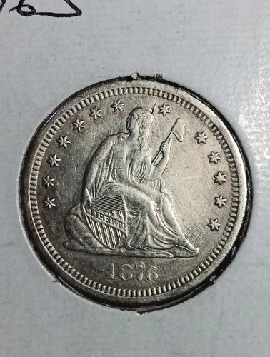1876-S Seated Liberty Silver Quarter XF Details Item F19E60