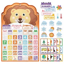 Animal Face Monthly Calendar Pocket Chart for kids,Educational Calendar Pocke...